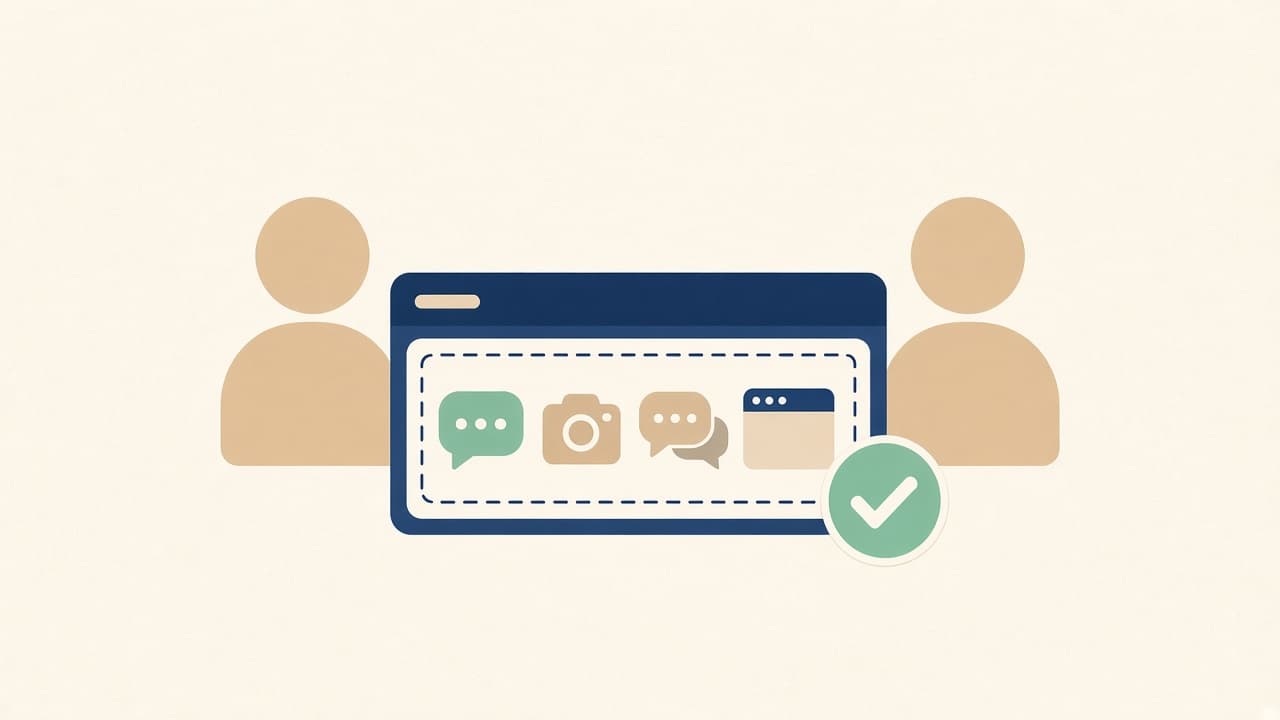 Illustration of two user icons sharing one inbox with channel icons