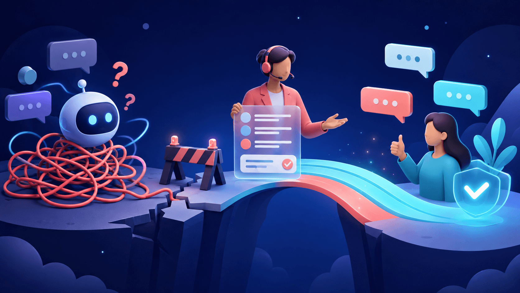 A dashboard measuring AI chatbot conversations, support time, lead capture, and business outcomes