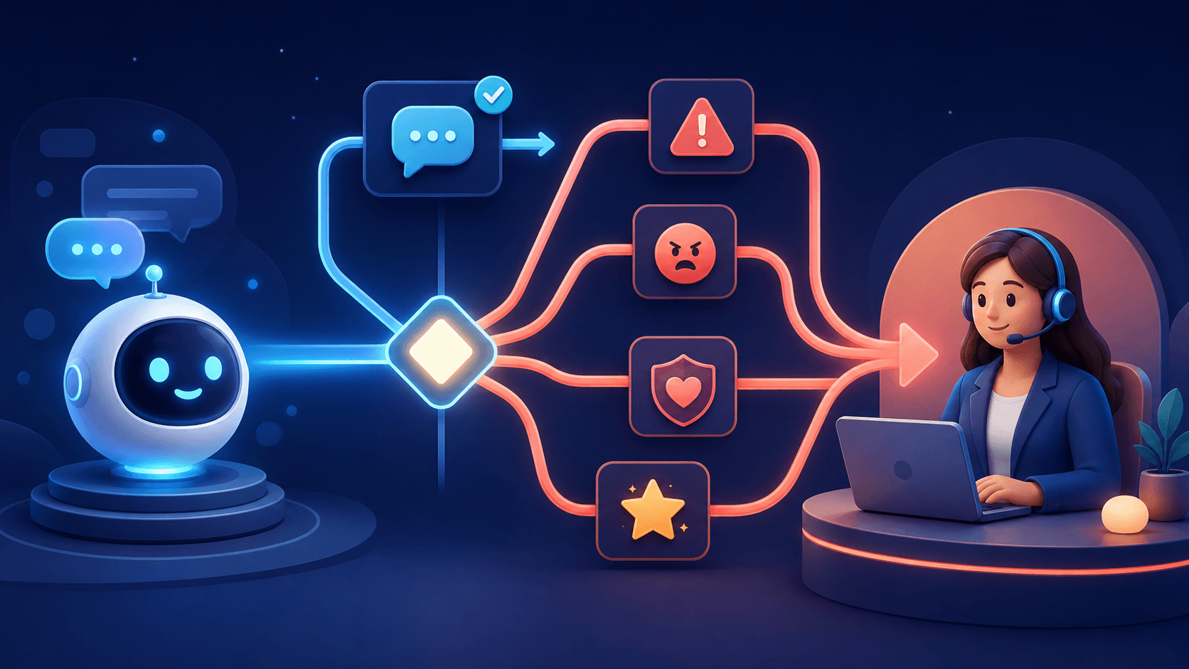 A launch checklist covering chatbot knowledge, design, human handoff, privacy, testing, and analytics