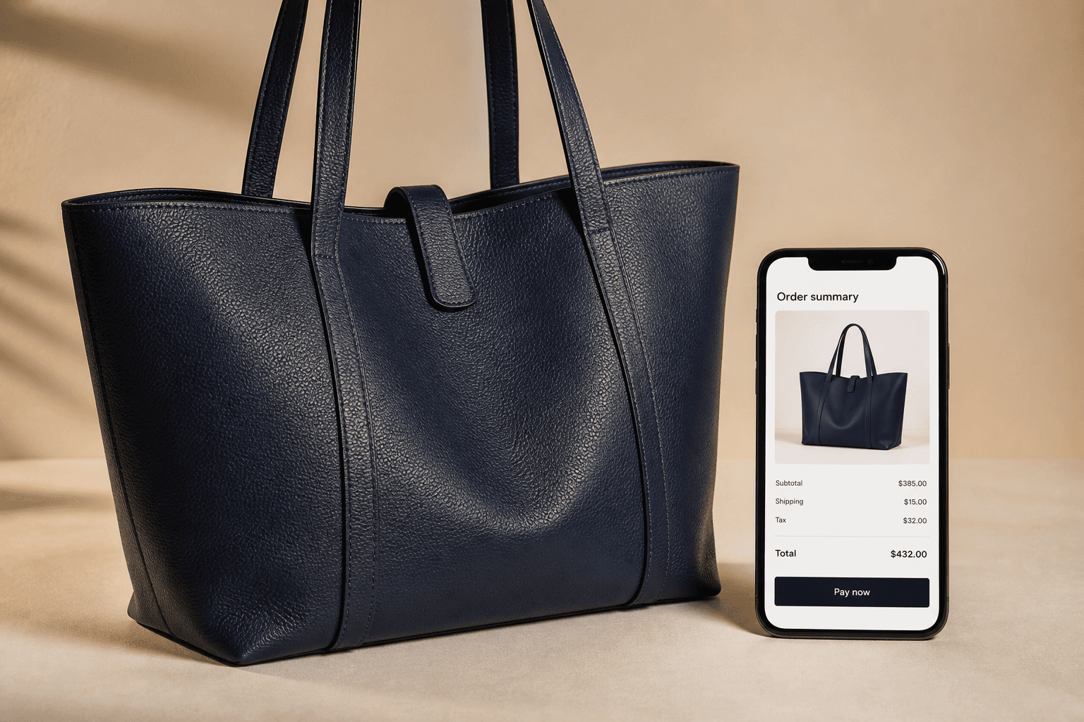 Shopper completing checkout on the merchant website after tapping a product card
