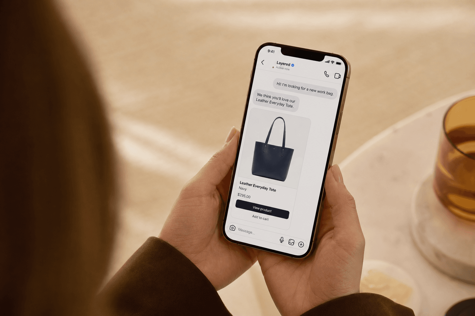 A customer buying a recommended product from an Instagram chat