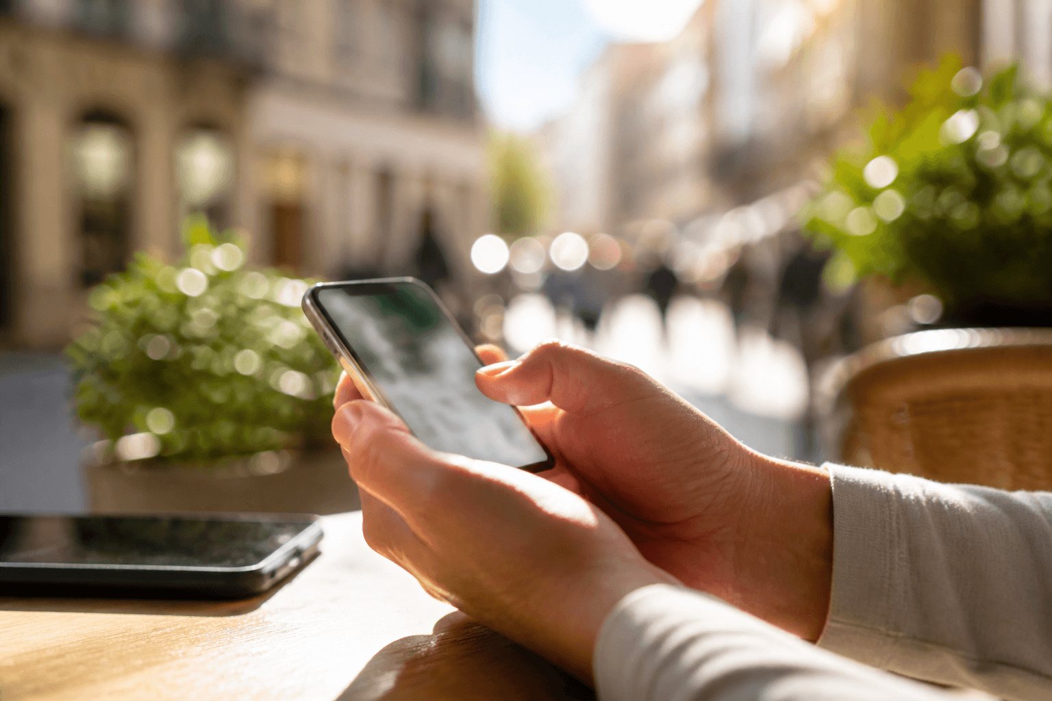 A customer messaging a business from their phone